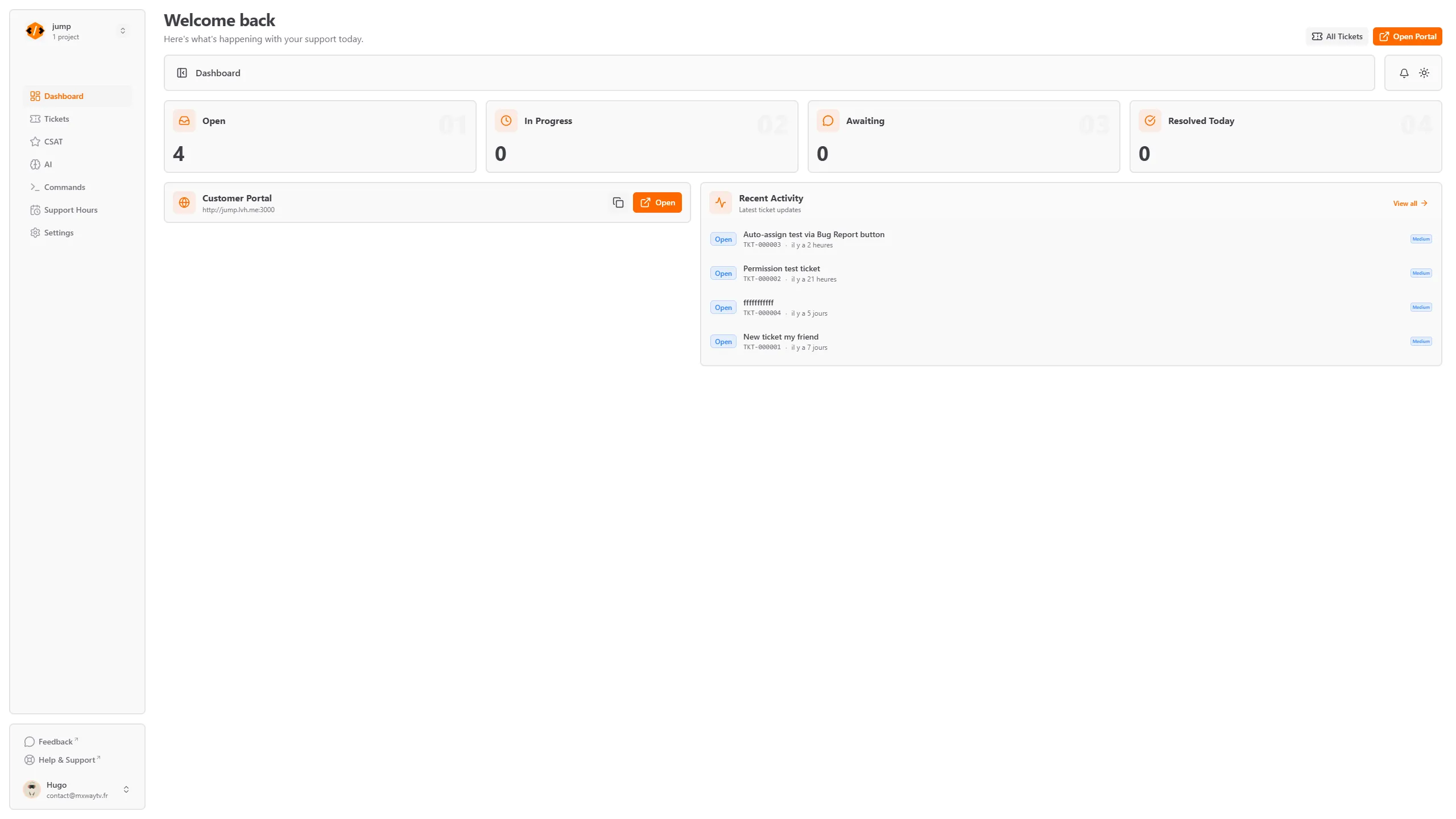 Dashboard home overview